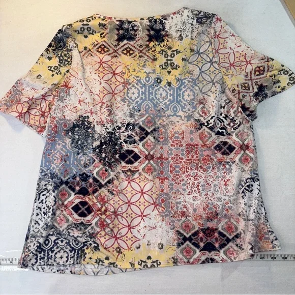 New Directions Pink and Yellow Womens Blouse - Picture 2 of 8